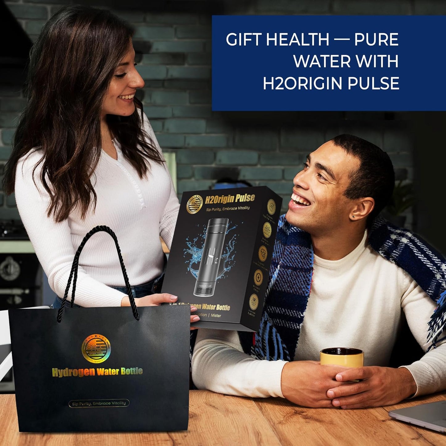 Hydrogen Water Bottle Generator Black