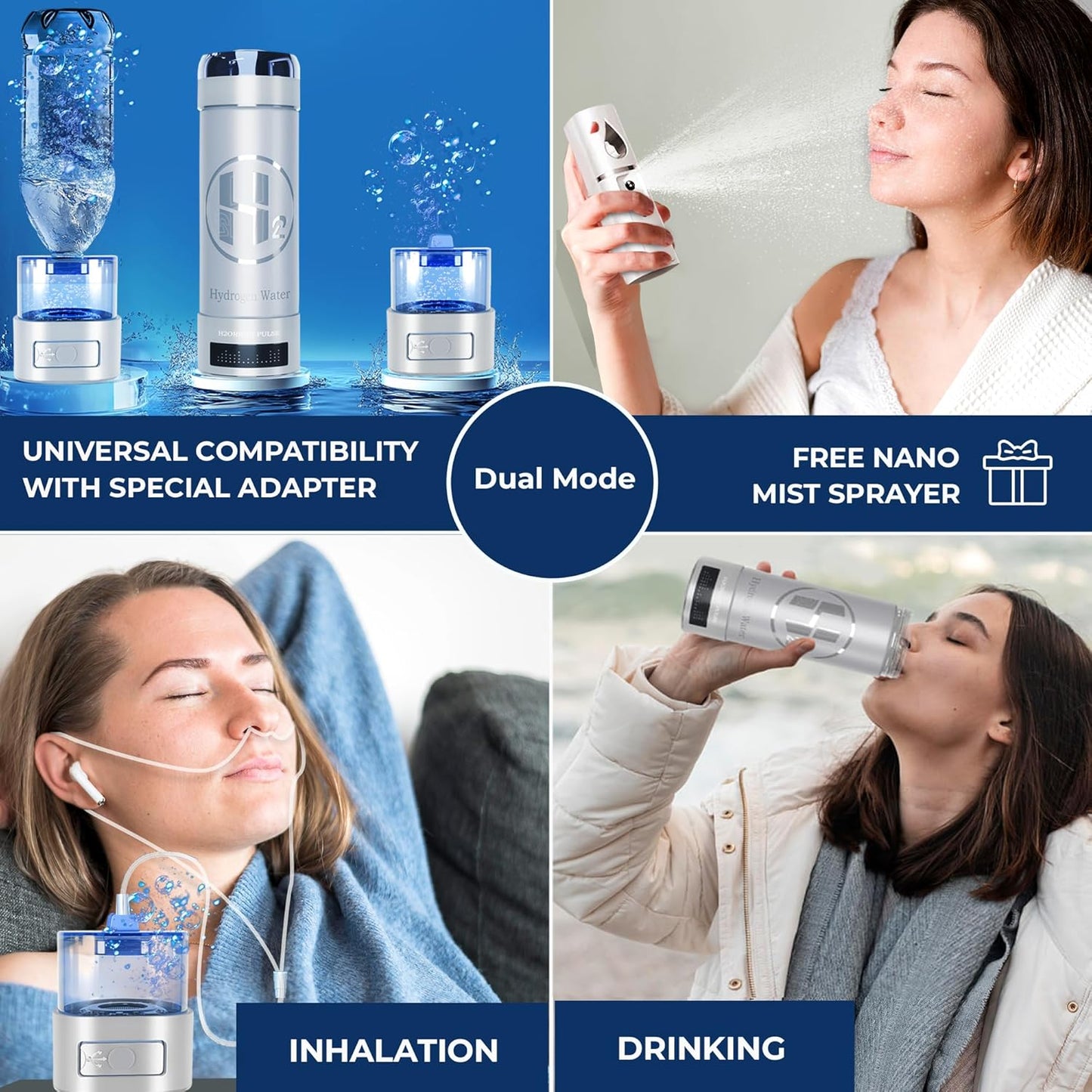 Hydrogen Water Bottle Generator Silver