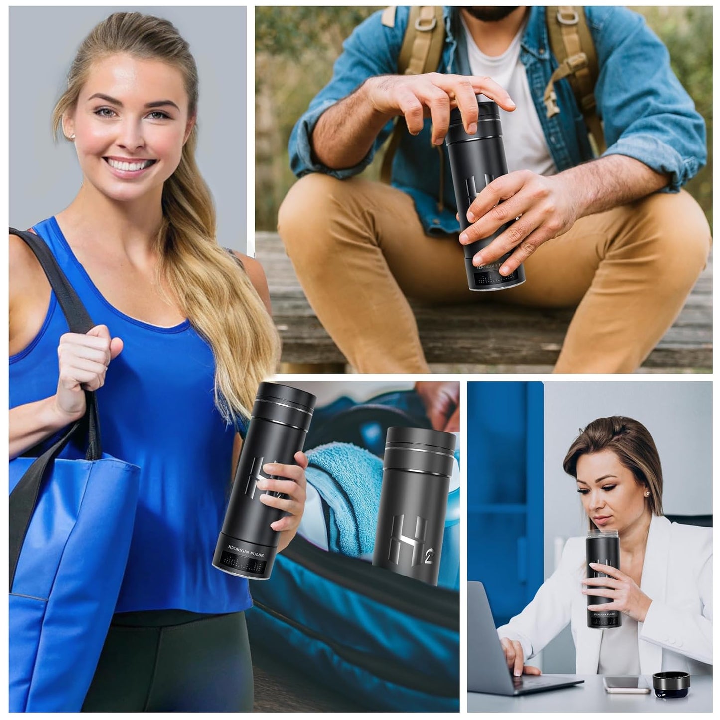 Hydrogen Water Bottle Generator Black