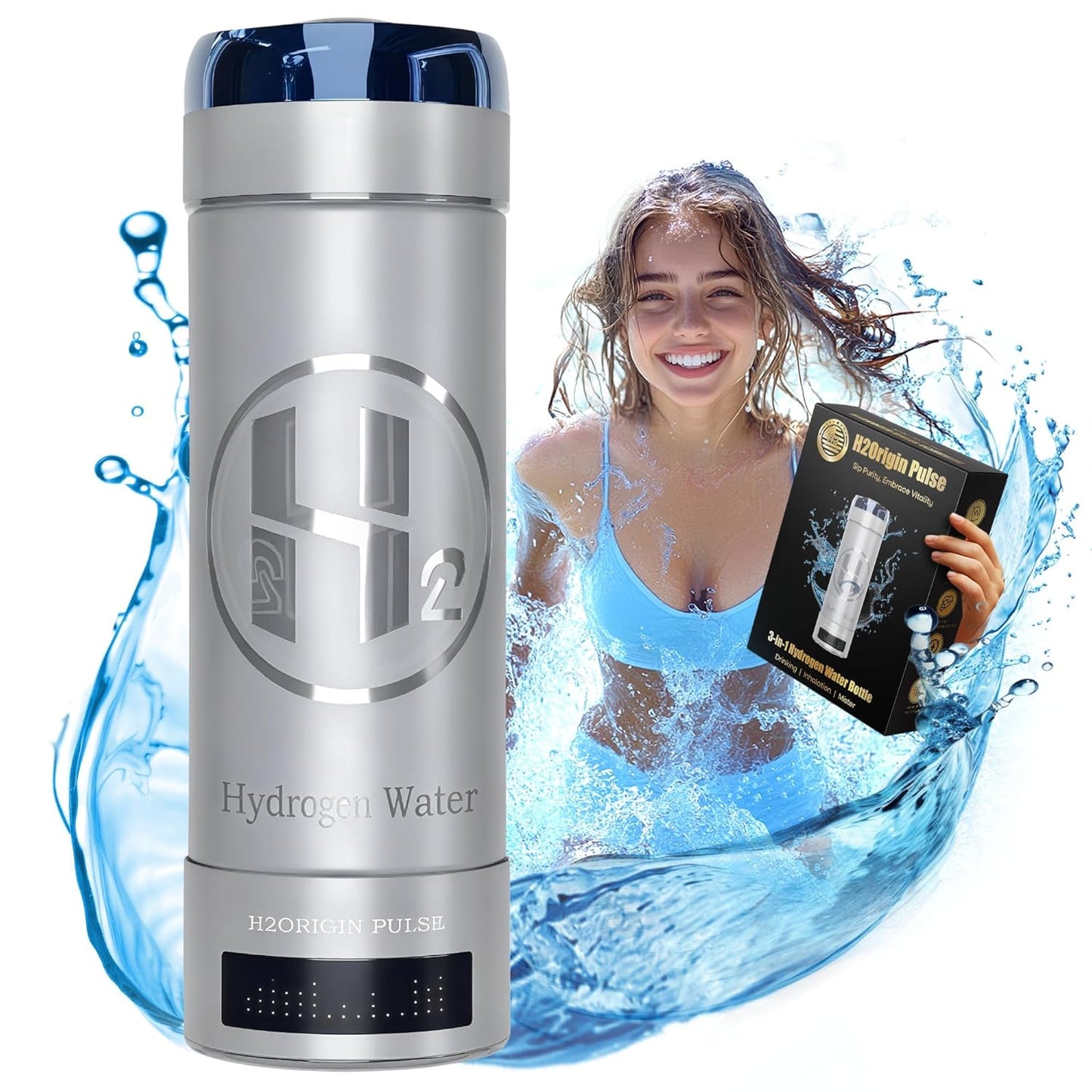 Hydrogen Water Bottle Generator Silver