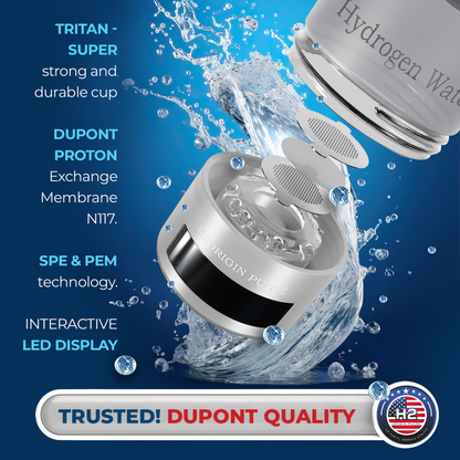 Hydrogen Water Bottle Generator, Up to 9000 PPB Hydrogen Bottle Water Ionizer with SPE/PEM Technology, 3-in-1 Portable Universal Adapter and Refreshing Mist Spray