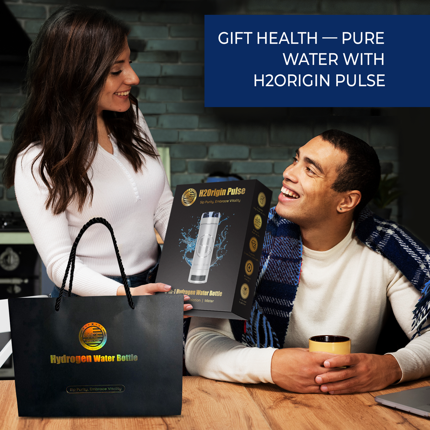 Hydrogen Water Bottle Generator, Up to 9000 PPB Hydrogen Bottle Water Ionizer with SPE/PEM Technology, 3-in-1 Portable Universal Adapter and Refreshing Mist Spray