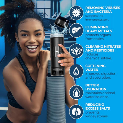 Hydrogen Water Bottle Generator, Up to 9000 PPB Hydrogen Bottle Water Ionizer with SPE/PEM Technology, 3-in-1 Portable Universal Adapter and Refreshing Mist Spray for Home Hydration
